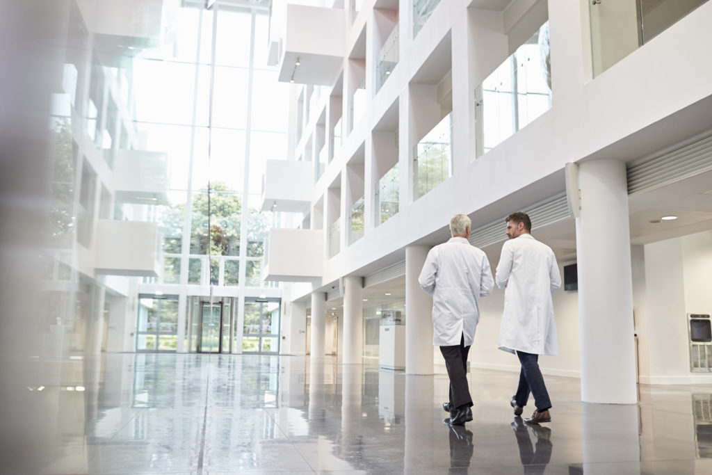 medical equipment planning walking hospital hall